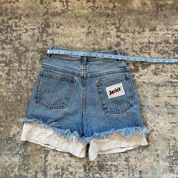 VTG Denim Mom shorts‎ jorts studded silver rings fabric trim 24 - Picture 4 of 6